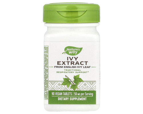 Плющ, Ivy Extract, Nature's Way, екстракт, 50 мг, 90 веганських таблеток (25 мг на таблетку)
