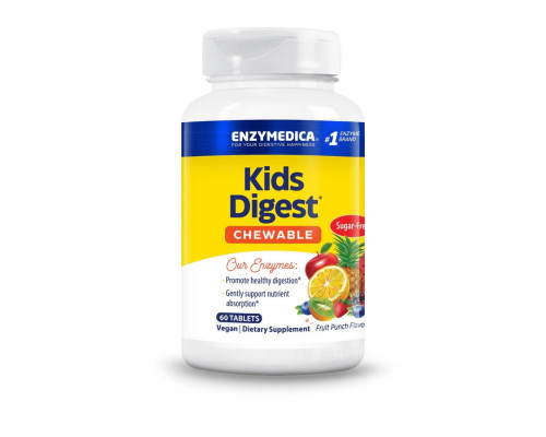 Ферменти для травлення для дітей, Kids Digest, Enzymedica, фруктовий смак, для веганів, 60 жувальних таблеток
