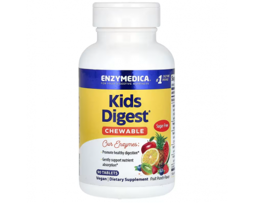 Ферменти для травлення для дітей, Kids Digest, Enzymedica, фруктовий смак, для веганів, 90 жувальних таблеток