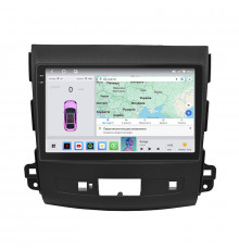 Штатная магнитола Lesko для Mitsubishi Outlander II 2005-2009 экран 9" 4/64 QLED CarPlay 4G Wi-Fi GPS 360 Prime