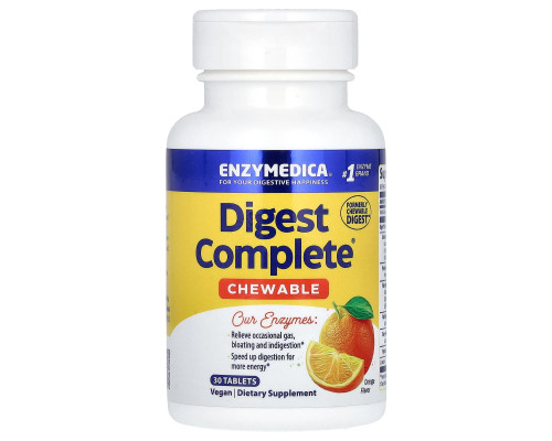 Травні ферменти, Digest, Enzymedica, смак апельсина, 30 жувальних таблеток