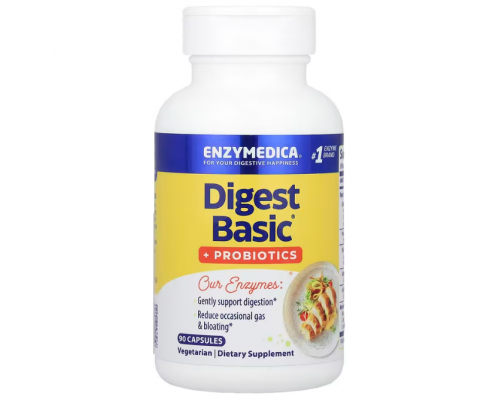 Ферменти та пробіотики, Digest Basic + Probiotics, Enzymedica, 90 капсул