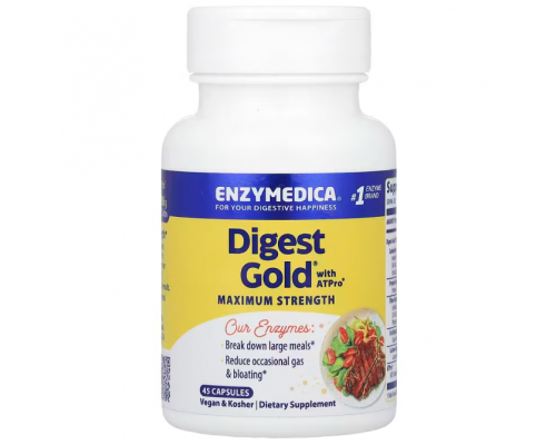 Ферменти для травлення, Digest Gold, Enzymedica, 45 капсул