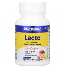 Ферменти для травлення, лакто, Lacto, Enzymedica, молочна формула для травлення, 30 капсул