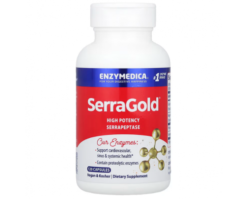 Протеолітичні ферменти, SerraGold, Enzymedica, серрапептаза для серця, 120 капсул