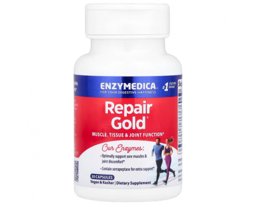 Ферменти для м'язів, суглобів, тканин, Repair Gold, Enzymedica, для веганів, 30 капсул