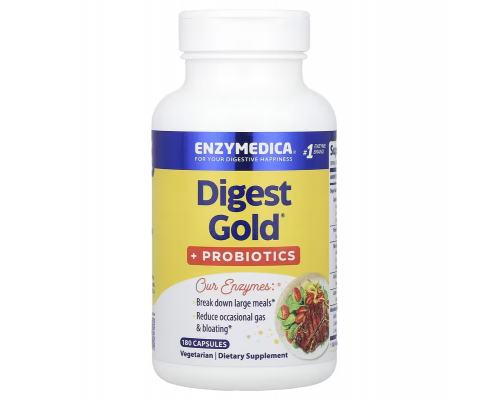 Пробіотик + ферменти, Digest Gold + Probiotics, Enzymedica, 180 капсул