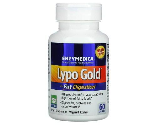Ферменти для переварювання жирів, Lypo Gold, Enzymedica, 60 капсул