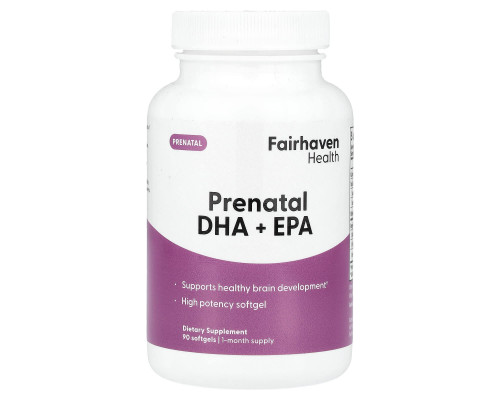 Пренатальна ДГК + ЕПК, Prenatal DHA + EPA, Fairhaven Health, 90 гелевих капсул