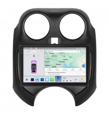 Штатная магнитола Lesko для Nissan Micra IV (K13) 2010-2013 экран 9" 4/64 QLED CarPlay 4G Wi-Fi GPS 360 Prime