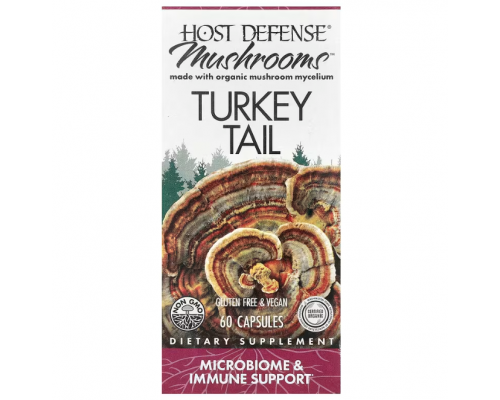 Траметес різнокольоровий, Turkey Tail, Fungi Perfecti, Host Defense, 60 капсул