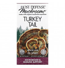Траметес разноцветный, Turkey Tail, Fungi Perfecti, Host Defense, поддержка иммунитета, 120 вегетарианских капсул
