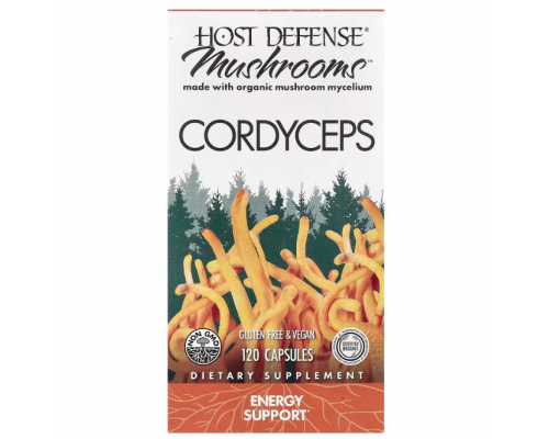 Кордицепс, Cordyceps, Host Defense, для захисту організму, енергетична підтримка, 1 г, 120 вегетаріанських капсул