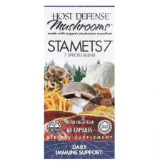 Поддержка иммунитета, Immune Support STAMETS 7, Host Defense, ежедневная, смесь из 7 видов грибов, 60 вегетарианских капсул
