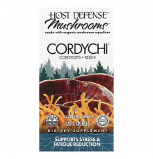 Кордицепс + Рейши, Cordychi, Fungi Perfecti, Host Defense, от стресса и усталости, 120 капсул
