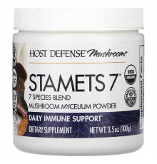 Поддержка иммунитета, Mushrooms, Stamets 7, Host Defense, ежедневная, порошок грибного мицелия, 100 г