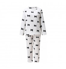 Комплект женской пижамы 2023 Bow рубашка с длинным рукавом и штанами фланелевая теплая M