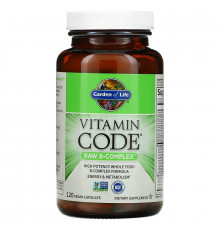 Сырые Витамины, RAW B-комплекс, RAW B-Complex, Garden of Life, Vitamin Code, 120 веганских капсул
