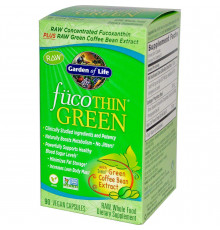 Жиросжигатель, FucoThin Green, Garden of Life, бурые водоросли и зеленый кофе, 90 капсул