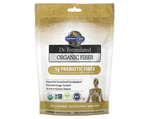 Клітковина пребіотична, Prebiotic Fiber, Garden of Life, органік, порошок, 192 г