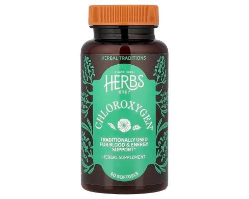 Хлорофіл концентрат, ChlorOxygen, Herbs Etc., 60 гелевих капсул
