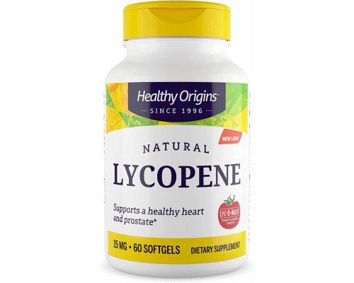 Лікопін, Natural Lycopene, Healthy Origins, 15 мг, 60 гелевих капсул
