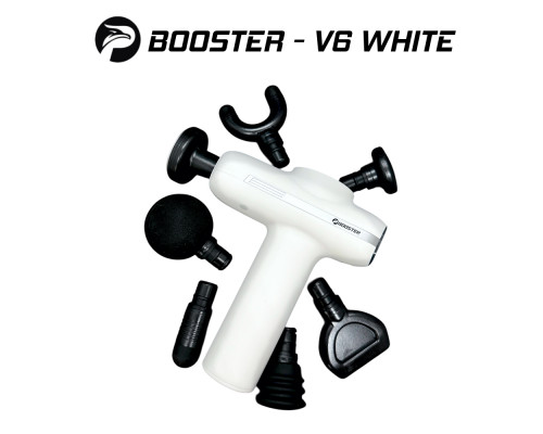 Масажний пістолет Booster V6 White, перкусійний масажер для тіла та м’язів