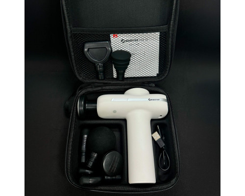 Масажний пістолет Booster V6 White, перкусійний масажер для тіла та м’язів