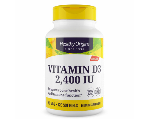Вітамін D3, Vitamin D3, Healthy Origins, 2400 МО, 120 гелевих капсул