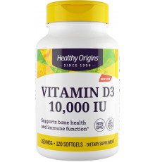 Вітамін D3, Vitamin D3, Healthy Origins, 10 000 МО, 120 гелевих капсул