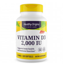 Вітамін D3, Vitamin D3, Healthy Origins, 2000 МО, 120 гелевих капсул