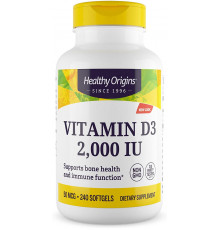 Вітамін D3, Vitamin D3, Healthy Origins, 2000 МО, 240 гегєвих капсул