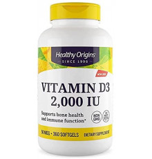 Вітамін D3, Vitamin D3, Healthy Origins, 2000 МО, 360 гелевих капсул