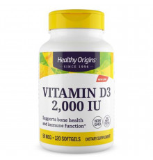 Витамин D3 в масле МСТ, Vitamin D3 in MCT Oil, Healthy Origins, 2000 МЕ, 120 гелевых капсул