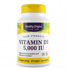 Витамин D3 в масле МСТ, Vitamin D3 in MCT Oil, Healthy Origins, 5000 МЕ, 120 гелевых капсул