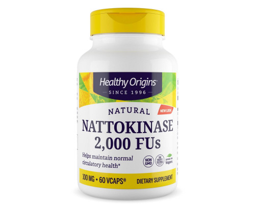 Наттокіназа, Nattokinase 2,000 FU's, Healthy Origins, 100 мг, 60 капсул