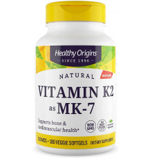 Витамин K2 в форме MK7, Vitamin K2 as MK-7, Healthy Origins, 100 мкг, 180 кап.