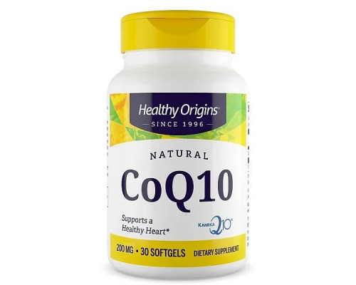 Коензим Q10, CoQ10 (Kaneka Q10), Healthy Origins, відтримує здоров'я серця та клітинну енергію, 200 мг, 30 гелевих капсул