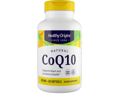 Коензим Q10, Kaneka Q10 (CoQ10), Healthy Origins, для здоров'я серця та клітинної енергії, ферментований дріжджами, 200 мг, 60 гелевих капсул
