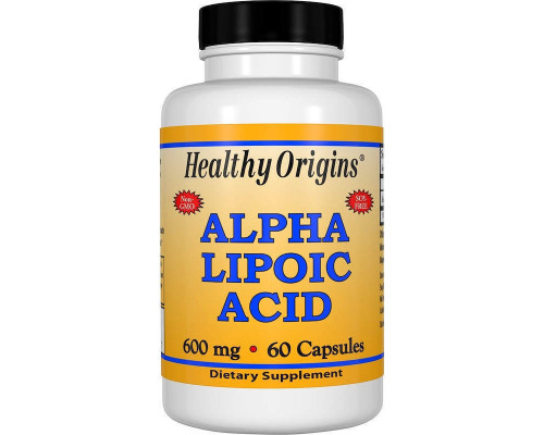 Альфа-ліпоєва кислота, Alpha Lipoic Acid, Healthy Origins, 600 мг, 60 капсул
