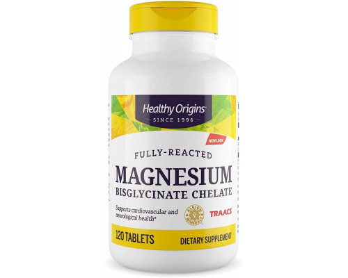 Магній бісгліцинат хелат, Magnesium Bisglycinate Chelate, Healthy Origins, 200 мг, 120 таблеток
