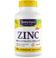 Цинк бісгліцинат, Zinc, Healthy Origins, 50 мг, 120 вегетаріанських капсул