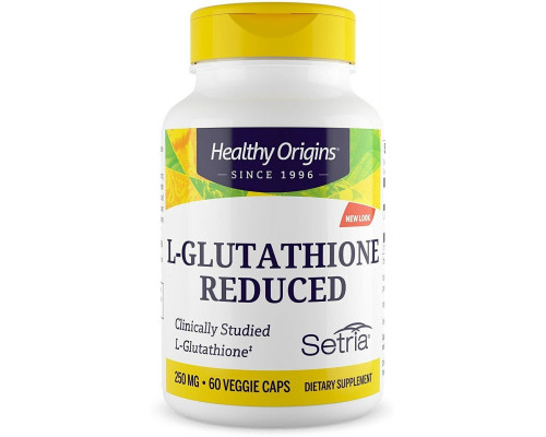 Глутатіон, L-Glutathione, Healthy Origins, Setria, знижений, 250 мг, 60 капсул