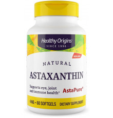 Астаксантин, Astaxanthin, Healthy Origins, 4 мг, 60 гелевих капсул