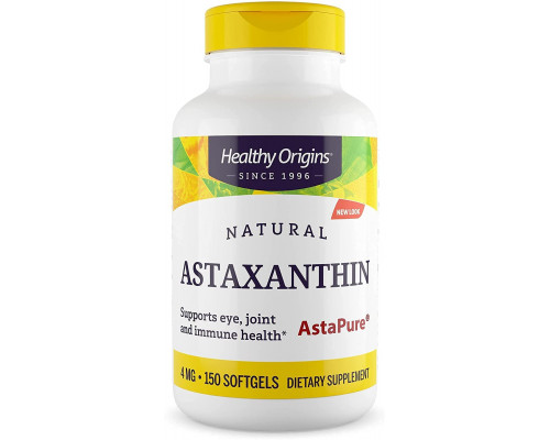 Астаксантин, Astaxanthin, Healthy Origins, 4 мг, 150 гелевих капсул