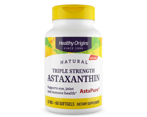 Астаксантин, Astaxanthin, Healthy Origins, 12 мг, 60 гелевих капсул