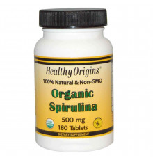 Спіруліна, Spirulina, Healthy Origins, органік, 500 мг, 180 таблеток