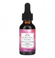 Атомарный йод, коллоидный, Nascent Iodine Colloidal, Heritage Store, 246 мкг, 30 мл