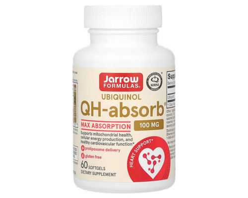 Коензим (убіхінол), Ubiquinol QH-Absorb, Jarrow Formulas, 100 мг, 60 капсул