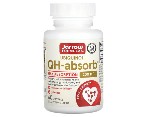 Убіхінол, QH-absorb, Ubiquinol, Jarrow Formulas, 200 мг, 60 гелевих капсул